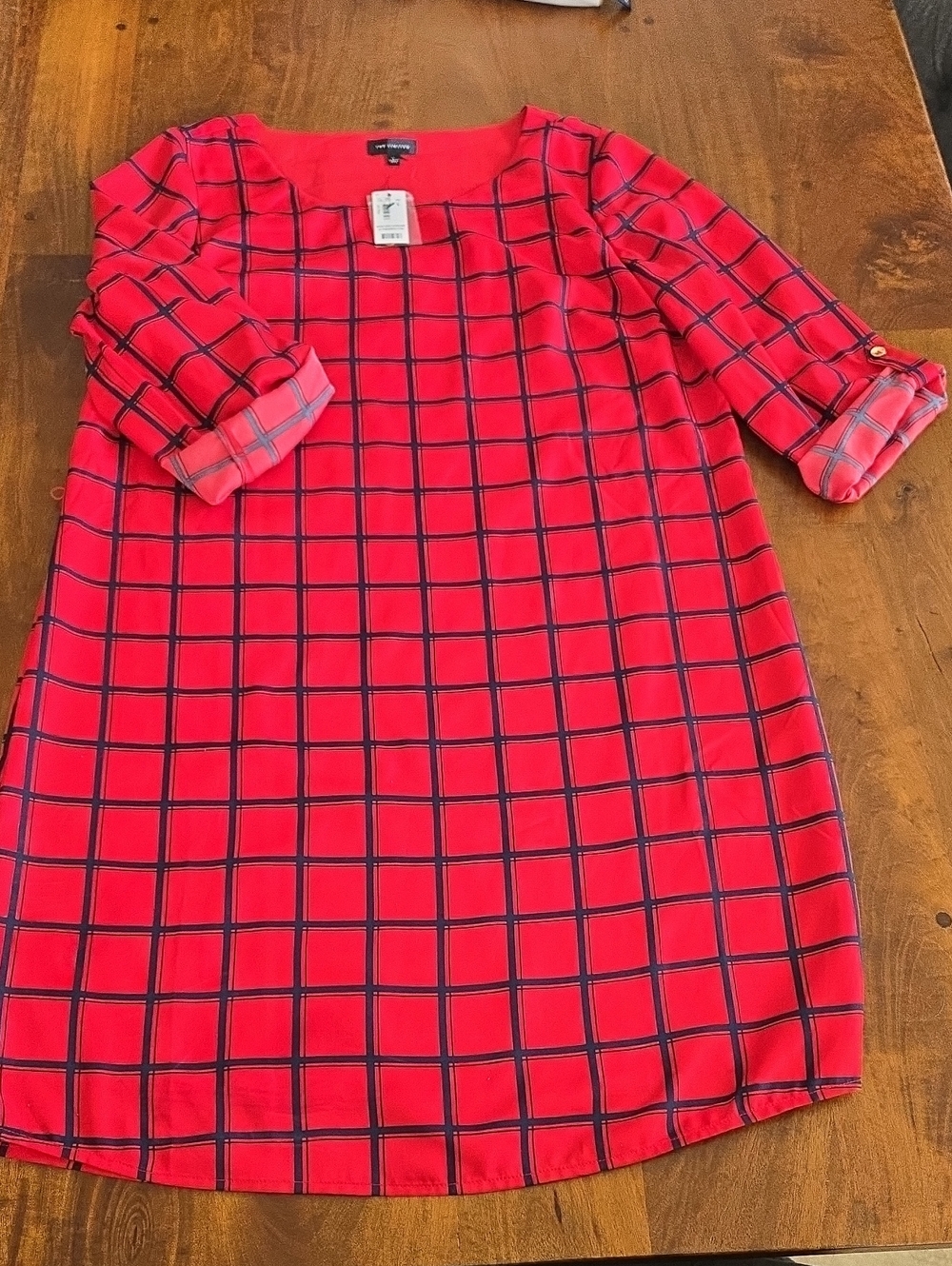 NWt The Limited Red And Black Windowpane Plaid Shift Dress Size Large